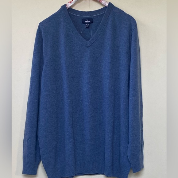 Lands End Men’s Cashmere V-Neck Sweater Medium Blue - Picture 6 of 12
